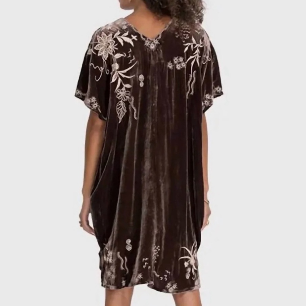 Sold Johnny Was Maree Velvet Effortless Kaftan - Size Large velvet velour brown - Picture 2 of 9